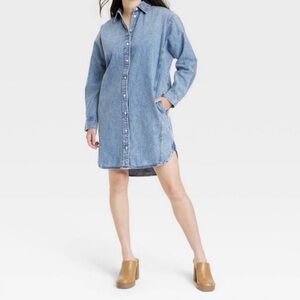 Universal Thread Light Blue Denim Shirt Dress